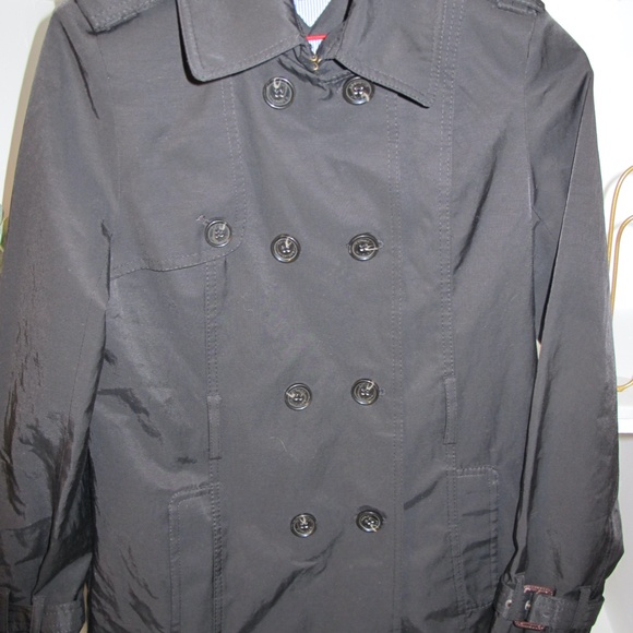 Tommy Hilfiger Black Long Sleeve winter Women's Pea Coat Size Small EUC - Picture 5 of 7